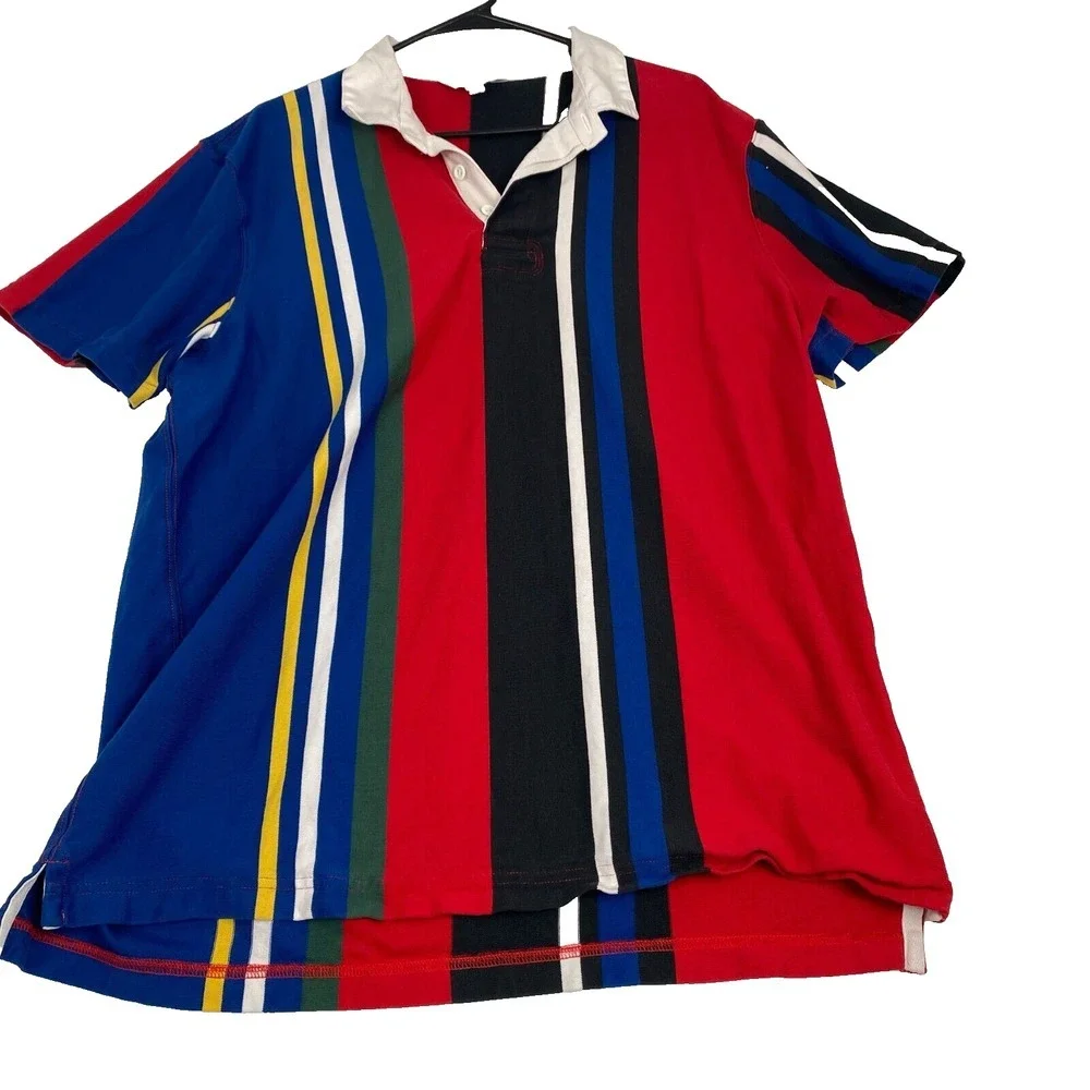 J‎ Crew Men's Rugby Shirt, Size XL with MultiColor Stripes, Short Sleeve